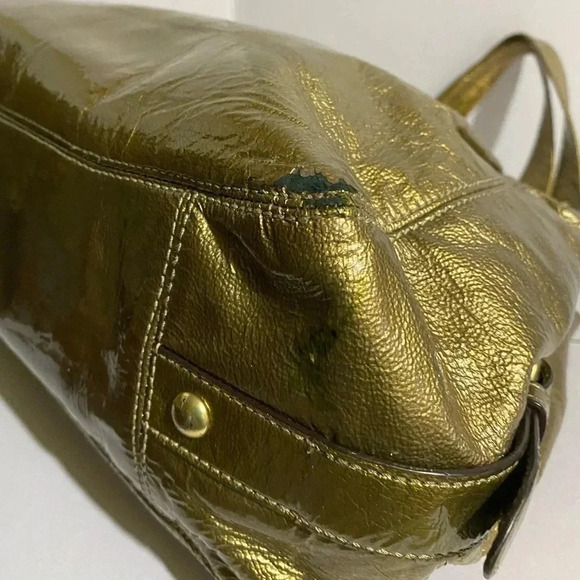 Coach gold metallic leather satchel handbag - Picture 5 of 16